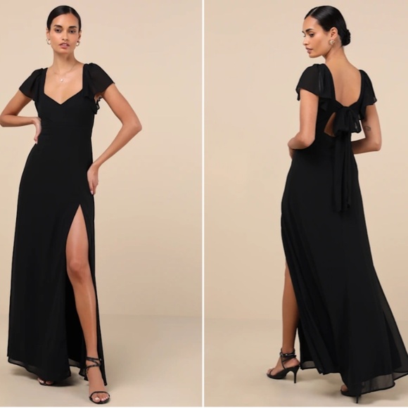 LULU's Prom Wedding Romantic Bridesmaid Sexy Flowy Elegant Sophisticated Maxi - Picture 4 of 8